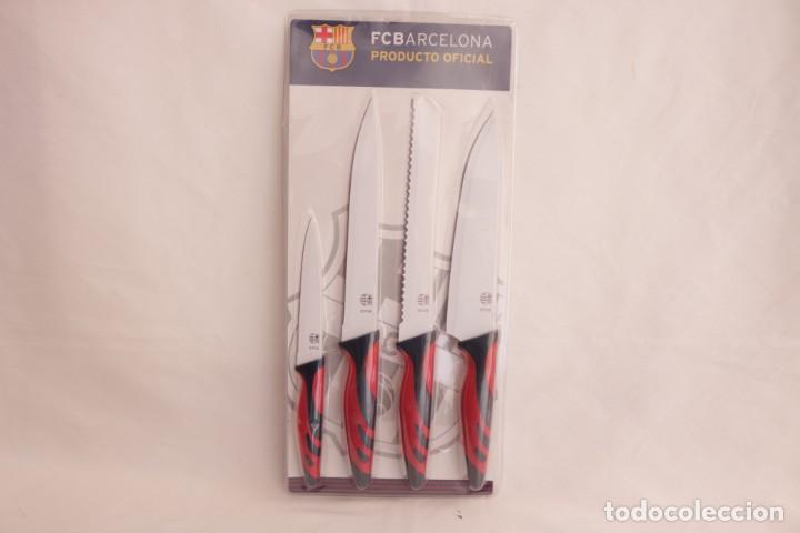 Coleccionismo deportivo: Set de cuatro cuchillos del futbol club barcelona - producto oficial - sin abrir - Foto 1 - 275316648