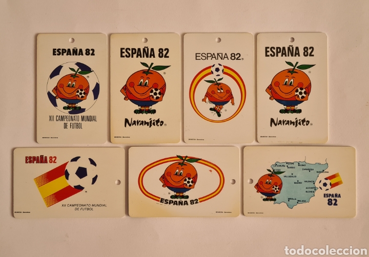 Coleccionismo deportivo: 7 Tarjetas Sevilla Toros Flamenco Naranjito Mascota Copa Campeonato Mundial F&uacute;tbol Espa&ntilde;a 82
