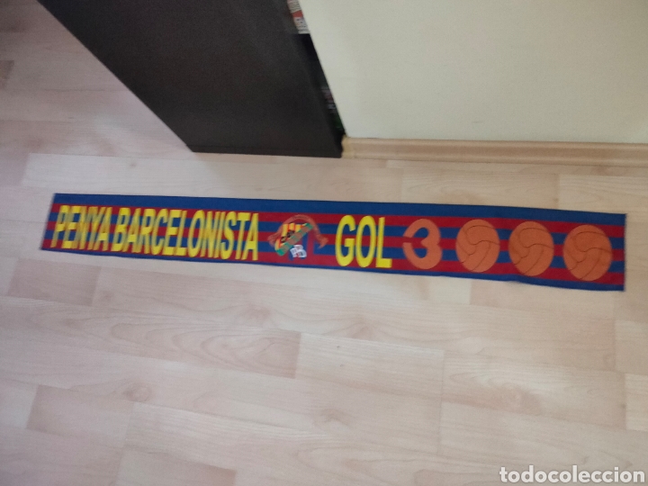 Colecionismo desportivo: BUFANDA FULAR SCARF PE&Ntilde;A BARCELONISTA GOL 3000 Star COLOMA DE GRAMANET 135X16cm DIF&Iacute;CIL