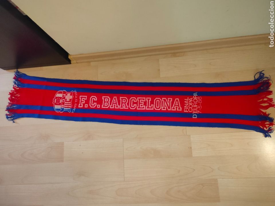 Sammelleidenschaft Sport: ANTIGUA BUFANDA F.C. BARCELONA FINAL 1986 COPA DE EUROPA STEAUA BUCAREST SEVILLA