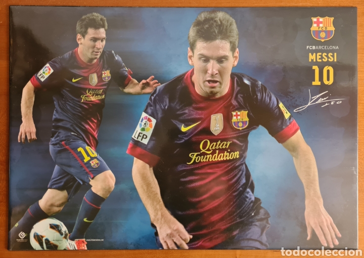 Sammelleidenschaft Sport: Tapete Lionel Messi 10 FC Barcelona - Firma impresa - F&uacute;tbol Bar&ccedil;a Cul&eacute; - Producto Oficial - Qatar