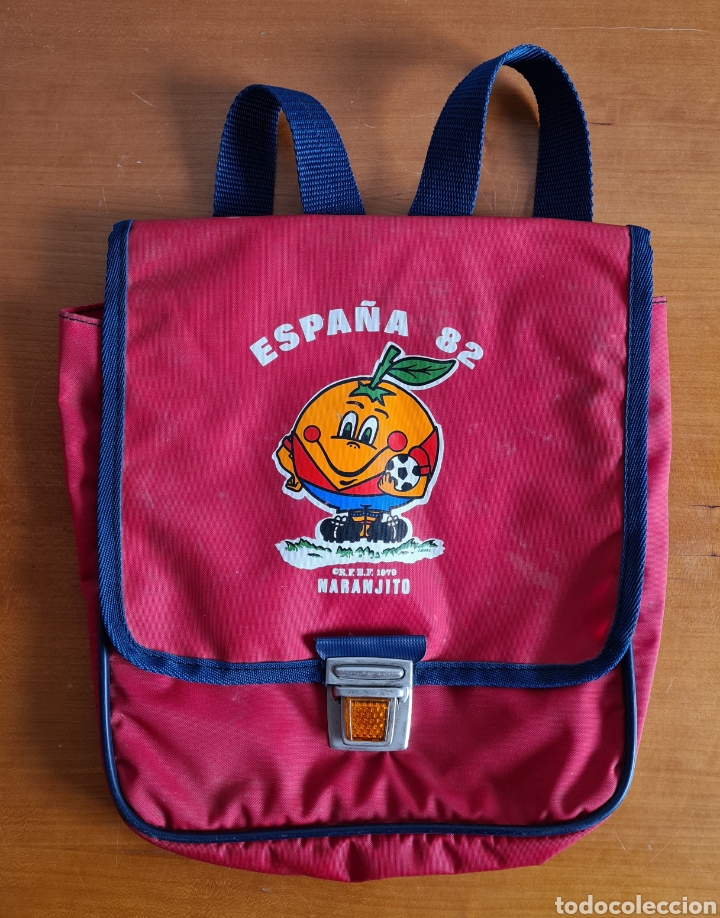 Coleccionismo deportivo: Mochila escolar Naranjito publicidad Copa Campeonato Mundial F&uacute;tbol Espa&ntilde;a 82 - RFEF 1979 - Bolsa