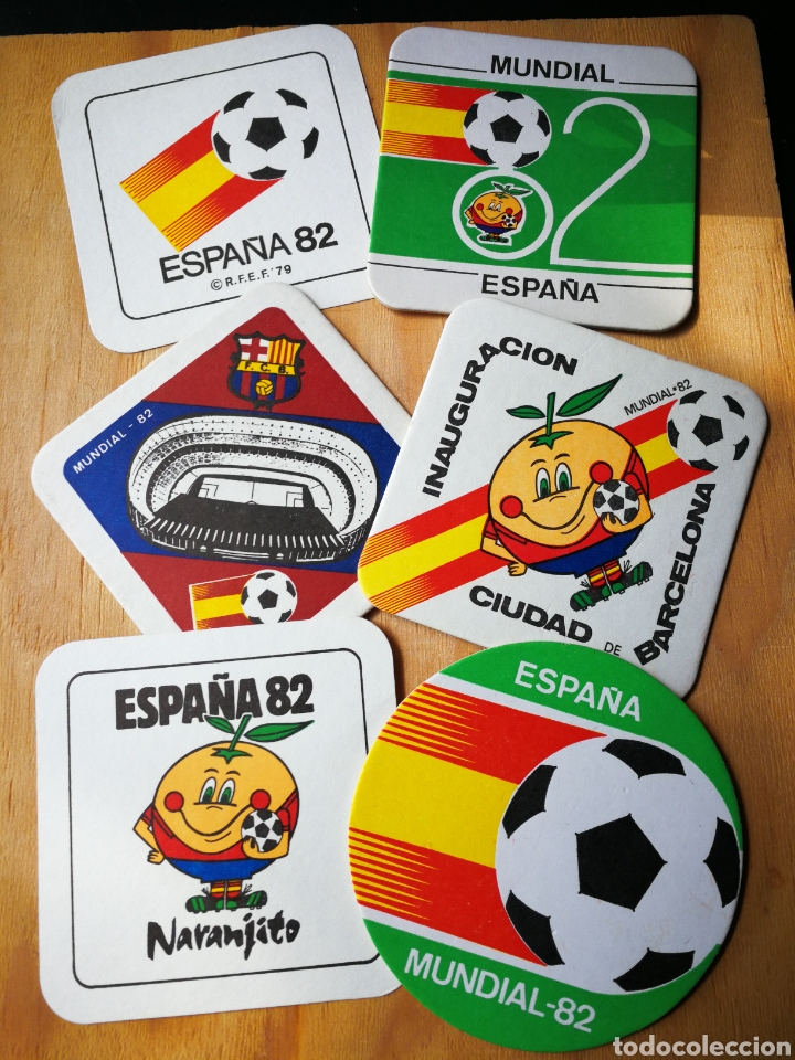 Coleccionismo deportivo: LOTE POSAVASOS MUNDIAL FUTBOL ESPA&Ntilde;A 82, NARANJITO.