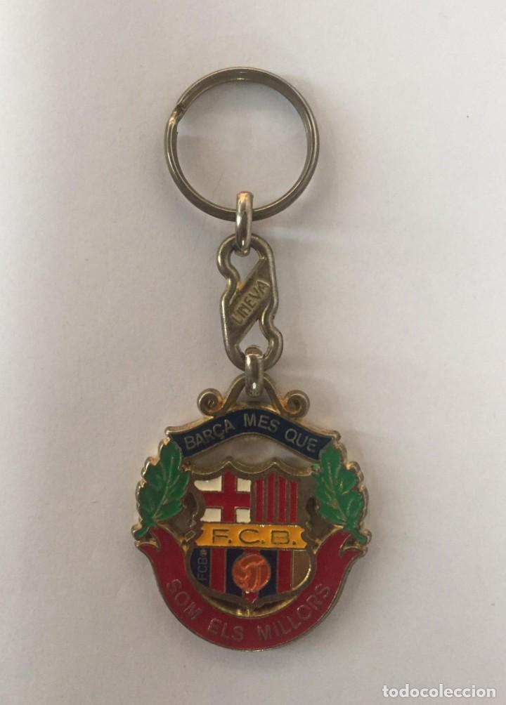Coleccionismo deportivo: LLAVERO LINEVA FCB - ESCUDO- BARCA MES QUE UN CLUB - SOM ELS MILLORS DEL MON SENCER - BARCELONA