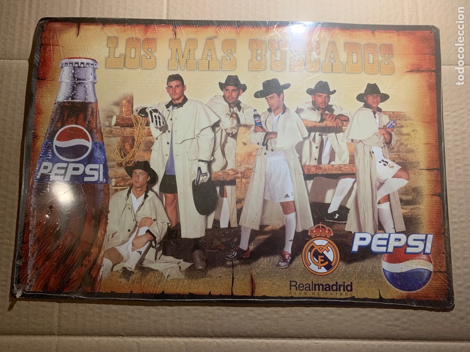 Sammelleidenschaft Sport: Cartel chapa pepsi cola Real Madrid nueva