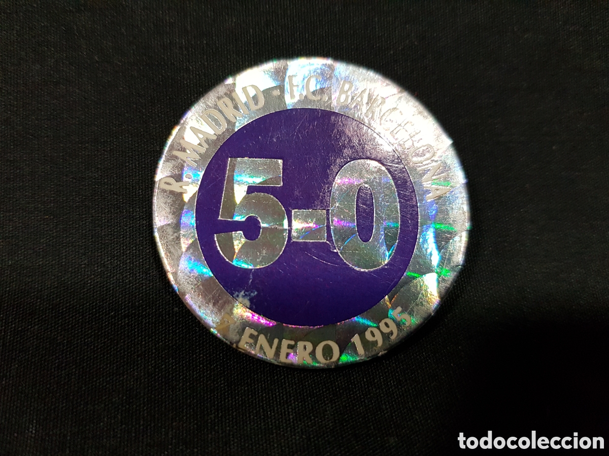 Coleccionismo deportivo: Colecci&oacute;n Diario Deportivo As Tazo Ficha Pog Cap n⁰8 5-0 7-enero-1995 Real MADRID-F.C. BARCELONA