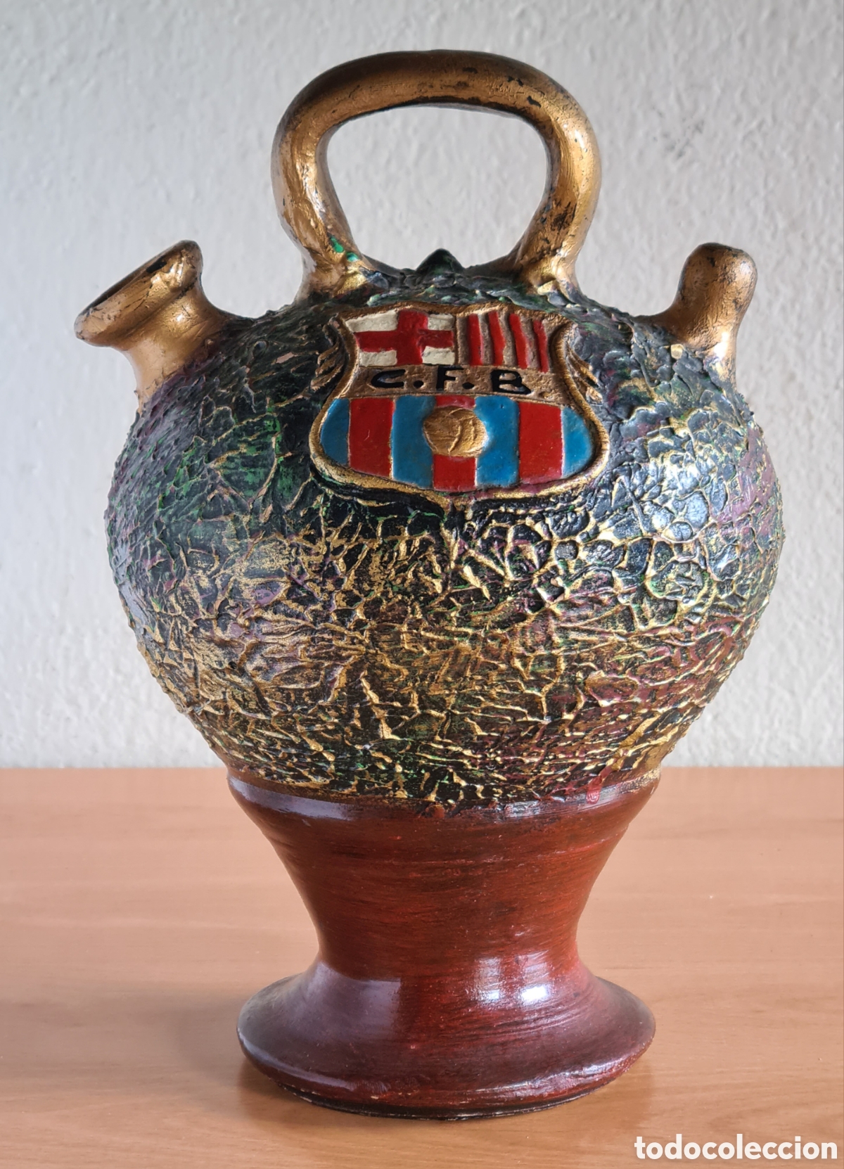 Coleccionismo deportivo: Botijo FC Barcelona Grabado Oreneta - C&agrave;ntir F&uacute;tbol Bar&ccedil;a Cul&eacute; Decoraci&oacute;n Barcelonista