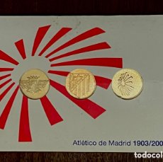 Coleccionismo deportivo: CENTENARIO ATLÉTICO DE MADRID - (1903-2003), 3 MEDALLAS BAÑADAS EN ORO DE 24 KILATES