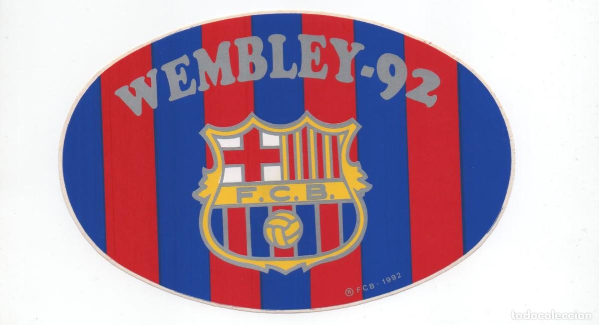 Sammelleidenschaft Sport: PEGATINA / ADHESIVO DEL FUTLBOL CLUB BARCELONA - WEMBLEY 92 -OVALADA (16 X11CM)- GRANDE