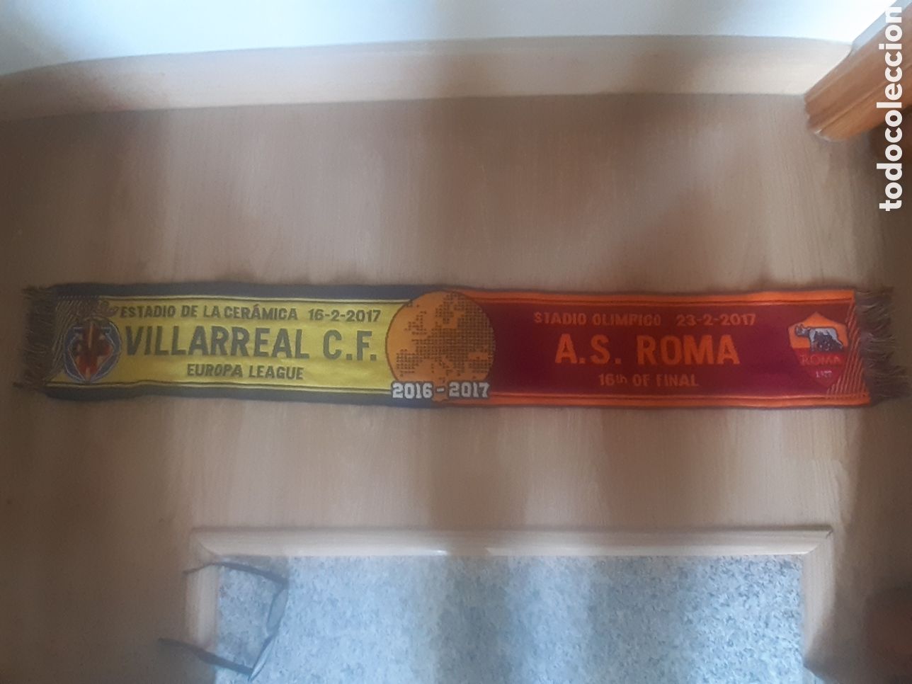 Coleccionismo deportivo: BUFANDA VILLARREAL ROMA EUROPA LEAGUE 23 FEBRERO 2017