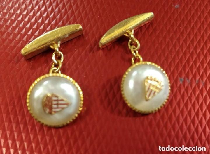 Coleccionismo deportivo: ANTIGUOS GEMELOS DEL CLUB DE FUTBOL SPORTING DE GIJ&Oacute;N ASTURIAS