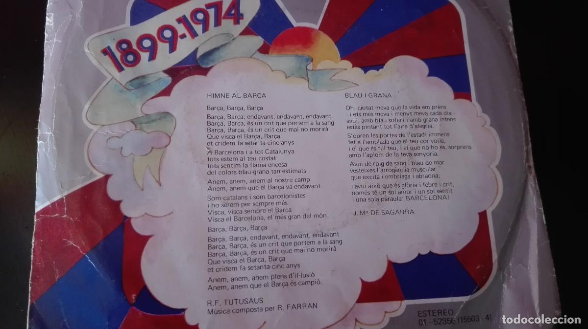 Coleccionismo deportivo: DISCO SINGLE HIMNO AL BAR&Ccedil;A 1974 - Foto 3