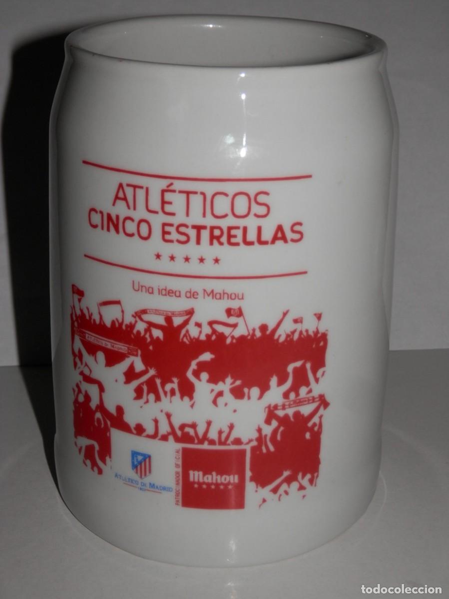 Coleccionismo deportivo: JARRA DE LA CERVEZA MAHOU - ATL&Eacute;TICOS CINCO ESTRELLAS
