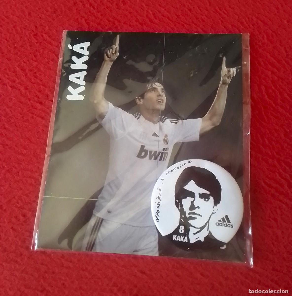 Collectionnisme sportif: TARJETA Y CHAPA DE ALFILER KAK&Aacute; REAL MADRID FUTBOLISTA JUGADOR DE F&Uacute;TBOL SOCCER FOOTBALL..FUTEBOL...