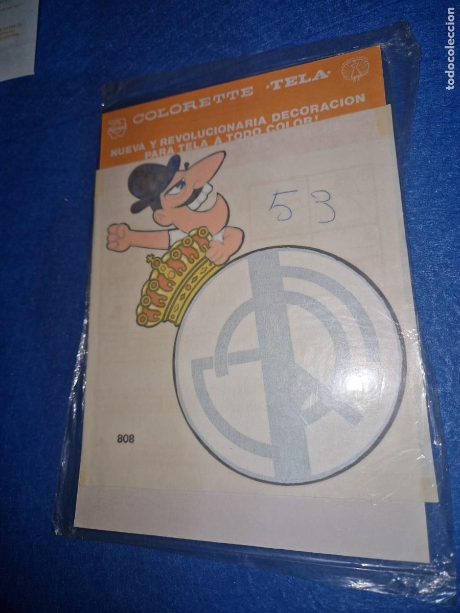 Coleccionismo deportivo: REAL MADRID, COLORETTE TELA, PARA DECORAR TEJIDOS, A&Ntilde;OS 70