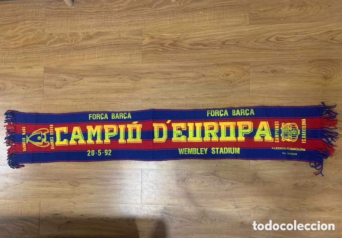 Écharpe Vintage FC Barcelone - Souvenir Wembley - Ligue Des Champions - Bon état