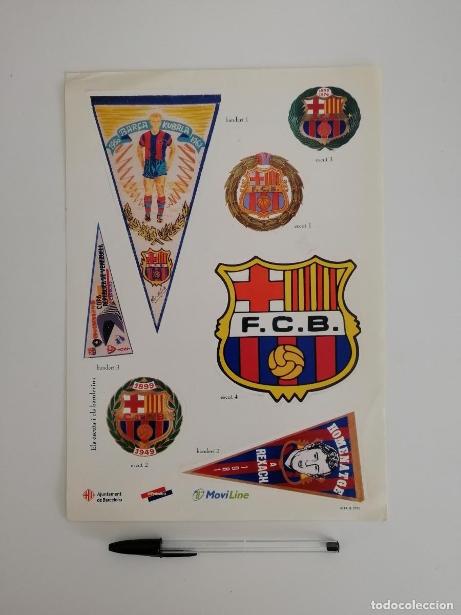 Sammelleidenschaft Sport: LAMINA CON PEGATINAS -A4- FUTBOL CLUB BARCELONA - BARCA - MOVILINE