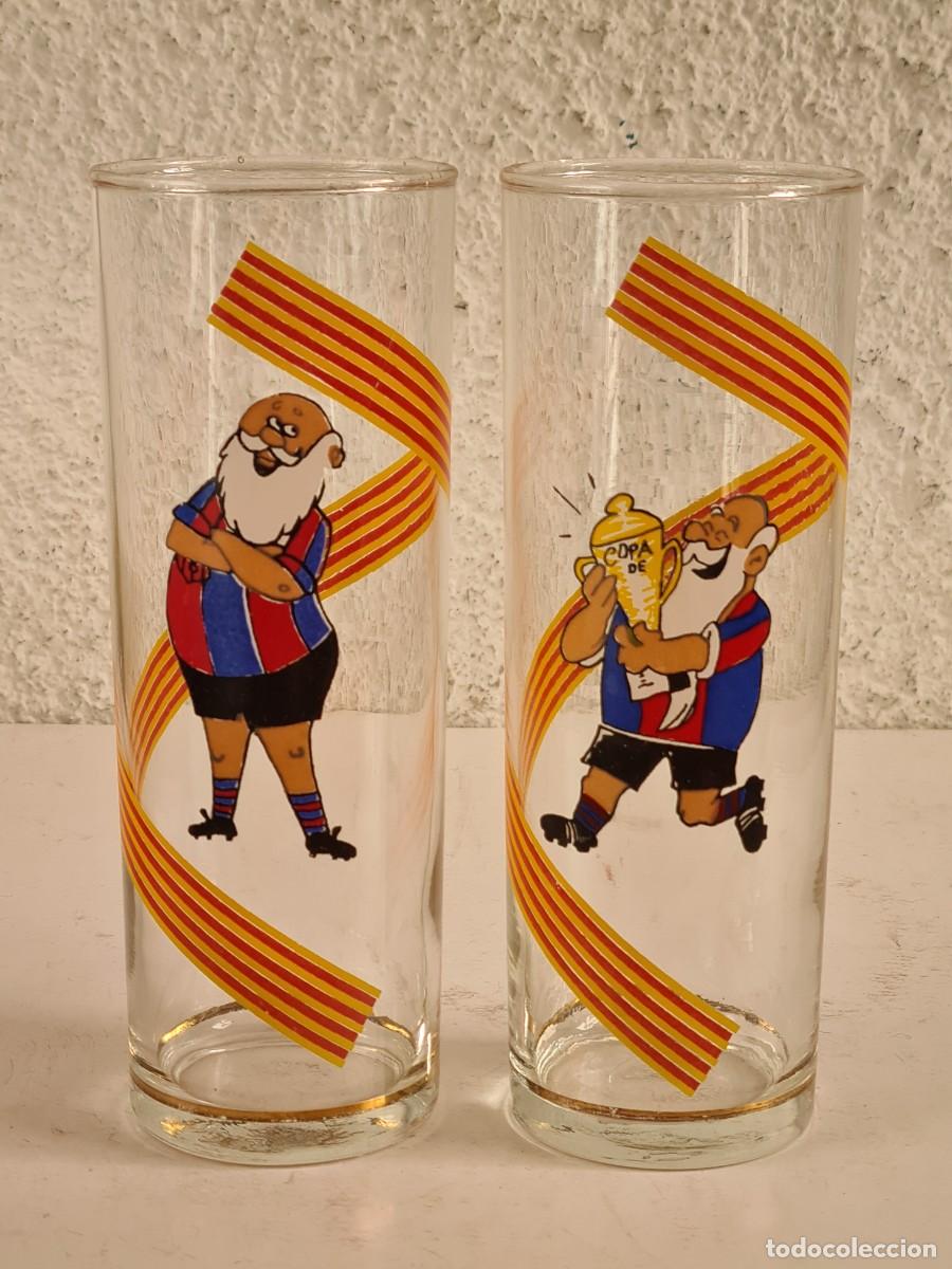 Sammelleidenschaft Sport: 2 Vasos de Tubo Avi amb la Copa FC Barcelona - F&uacute;tbol Bar&ccedil;a Cul&eacute; Mascota Visca Escudo Senyera