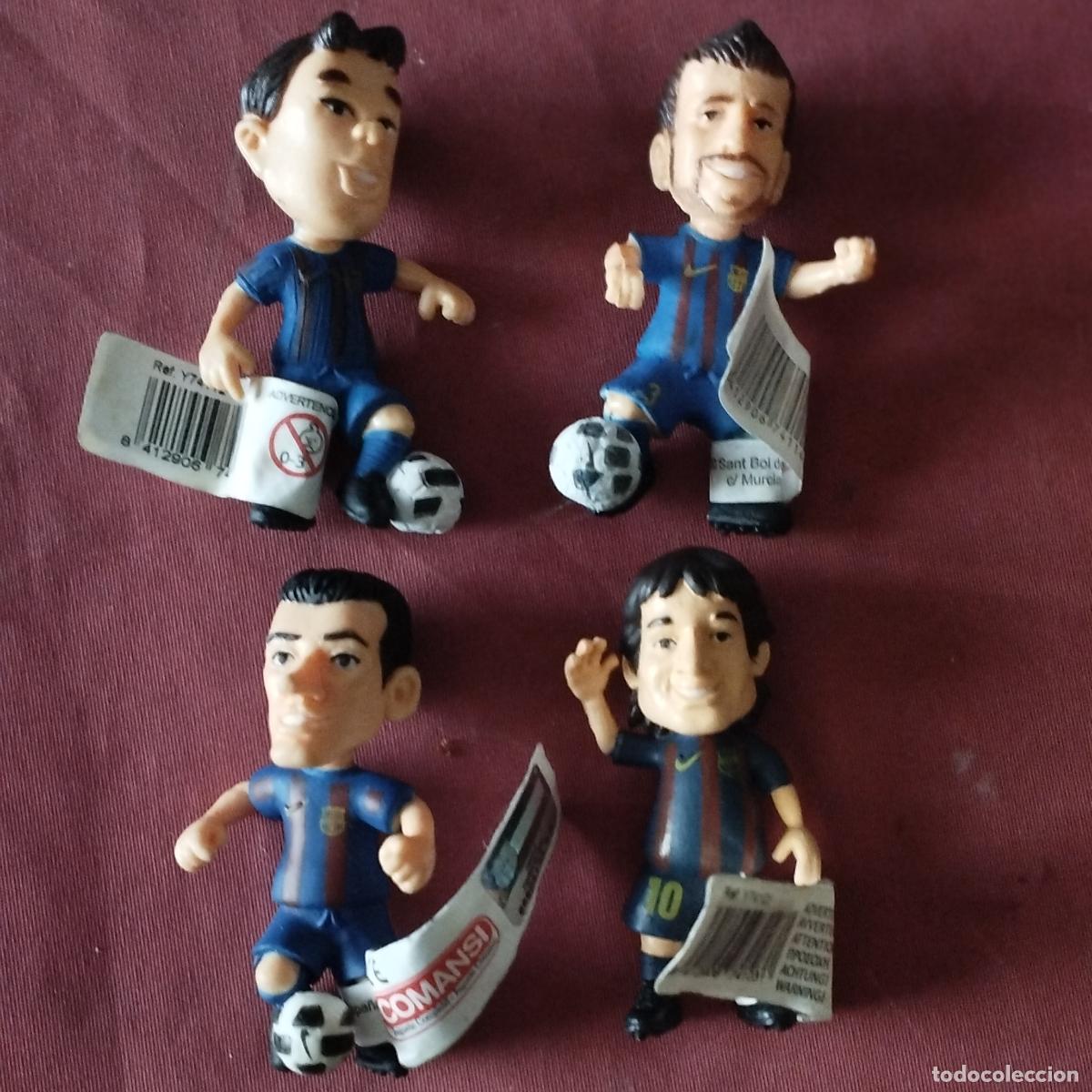 Sammelleidenschaft Sport: 4 FIGURAS - F. C. BARCELONA - INIESTA - PIQUE - SERGIO - MESSI - CON SU ETIQUETA