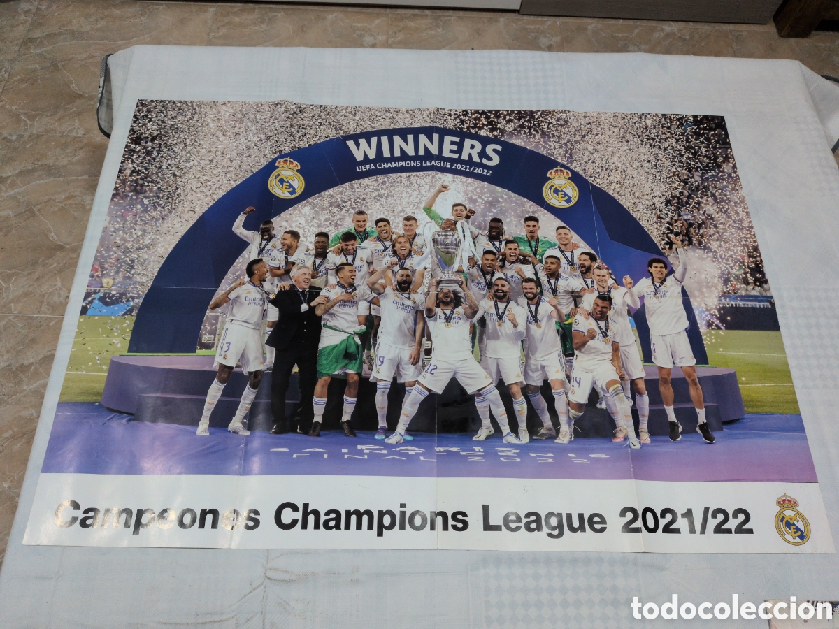 Sports collectibles: Poster grande Real Madrid. Campe&oacute;n Champions League 2021/22