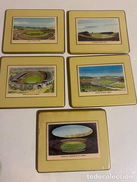 Coleccionismo deportivo: Estadios de Futbol antiguos. 5 cuadros de 11 x 9 cm.