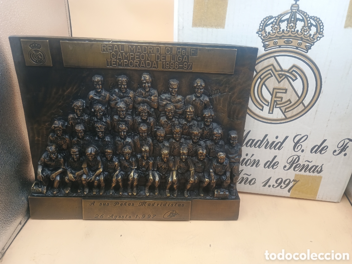 Coleccionismo deportivo: PLACA BRONCE CONMEMORACI&Oacute;N REAL MADRID 1997