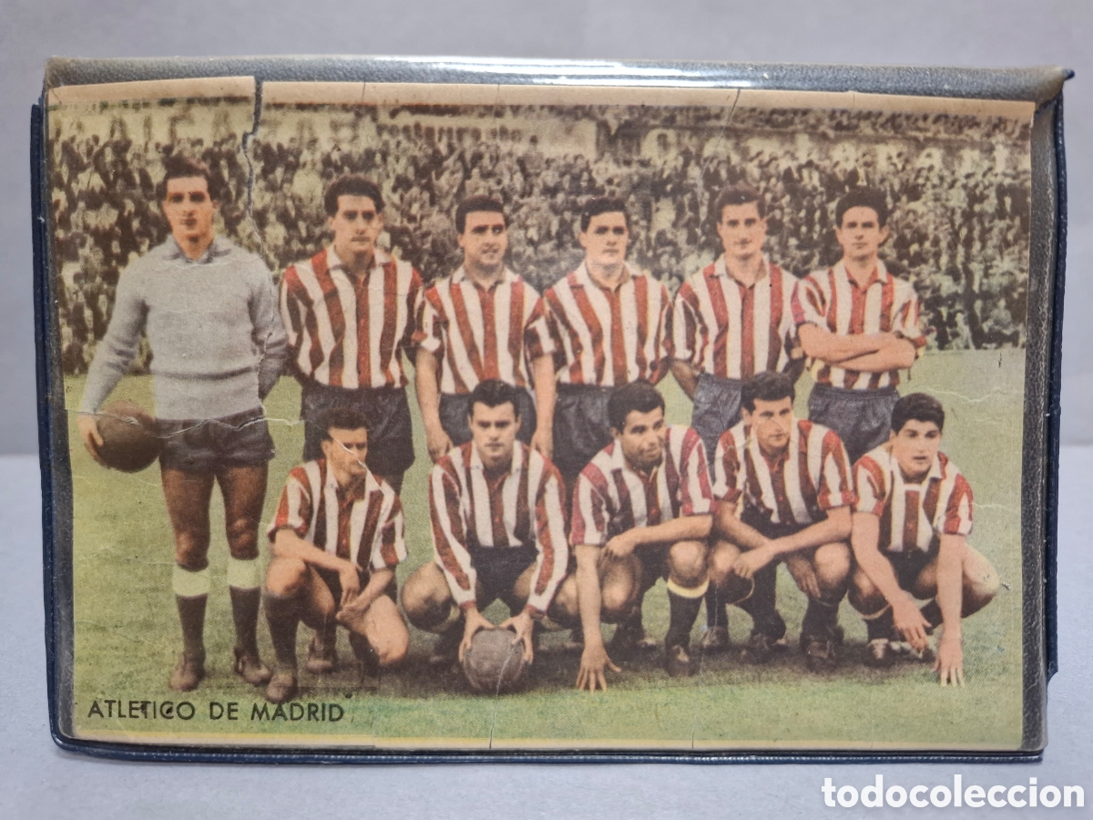Colecionismo desportivo: Cartera billetera f&uacute;tbol Atl&eacute;tico Madrid con equipo y Ava Gardner parte trasera