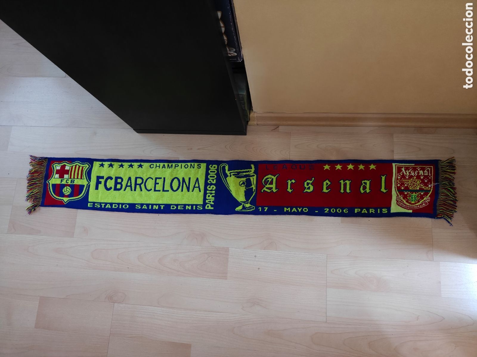Sammelleidenschaft Sport: BUFANDA SCARF FINAL CHAMPIONS 2006 F.C. BARCELONA-ARSENAL SAINT DENIS PARIS OFICIAL 145X19cm