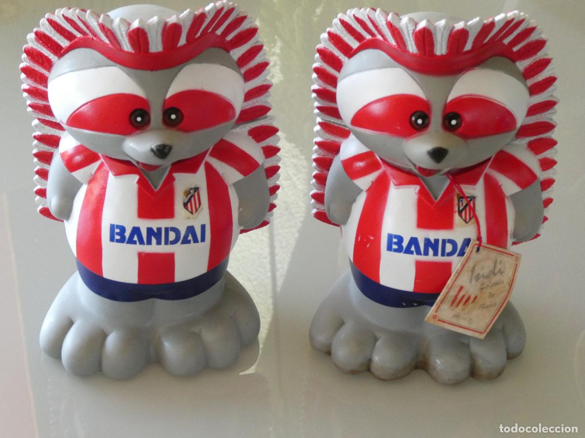 Coleccionismo deportivo: 2 MU&Ntilde;ECOS MASCOTA F&Uacute;TBOL ATL&Eacute;TICO DE MADRID CF. A&Ntilde;OS 90. INDIO INDI INDY. 22CM. 700GR