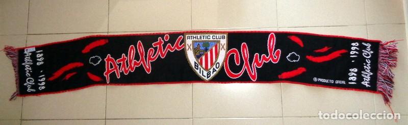 Coleccionismo deportivo: BUFANDA F&Uacute;TBOL CENTENARIO ATHLETIC CLUB DE BILBAO - 1898-1998 - ANTIGUA. CONMEMORATIVA. OFICIAL