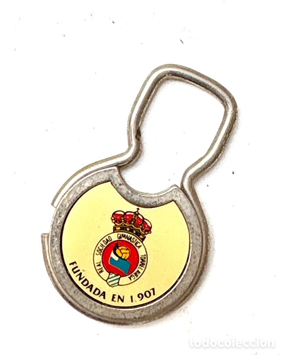 Colecionismo desportivo: Antiguo Llavero Doble Cara Esmaltado: Escudo de Torrelavega / Real Sociedad Gimn&aacute;stica