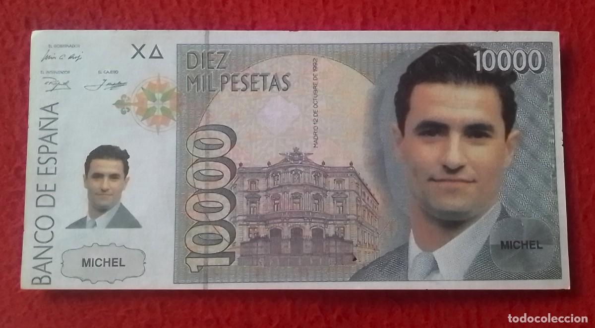 Sammelleidenschaft Sport: BILLETE FALSO DE 10000 PESETAS CURSO NO LEGAL F&Uacute;TBOL FOOTBALL SOCCER MICHEL REAL MADRID CLUB..CALCIO