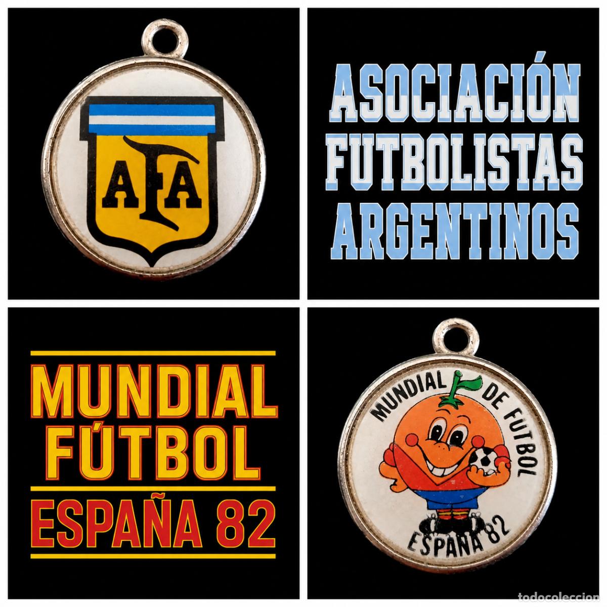 Sammelleidenschaft Sport: ⚜️ C007. Llavero AFA Asociaci&oacute;n Futbolistas Argentinos y Naranjito Mundial F&uacute;tbol Espa&ntilde;a 82 Vintage