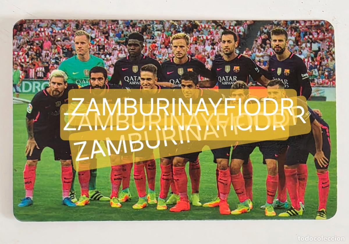 Colecionismo desportivo: Tarjeta Publicidad Alineaci&oacute;n Partido FC Barcelona Messi de Rubio Camiseta Negra Bar&ccedil;a F&uacute;tbol