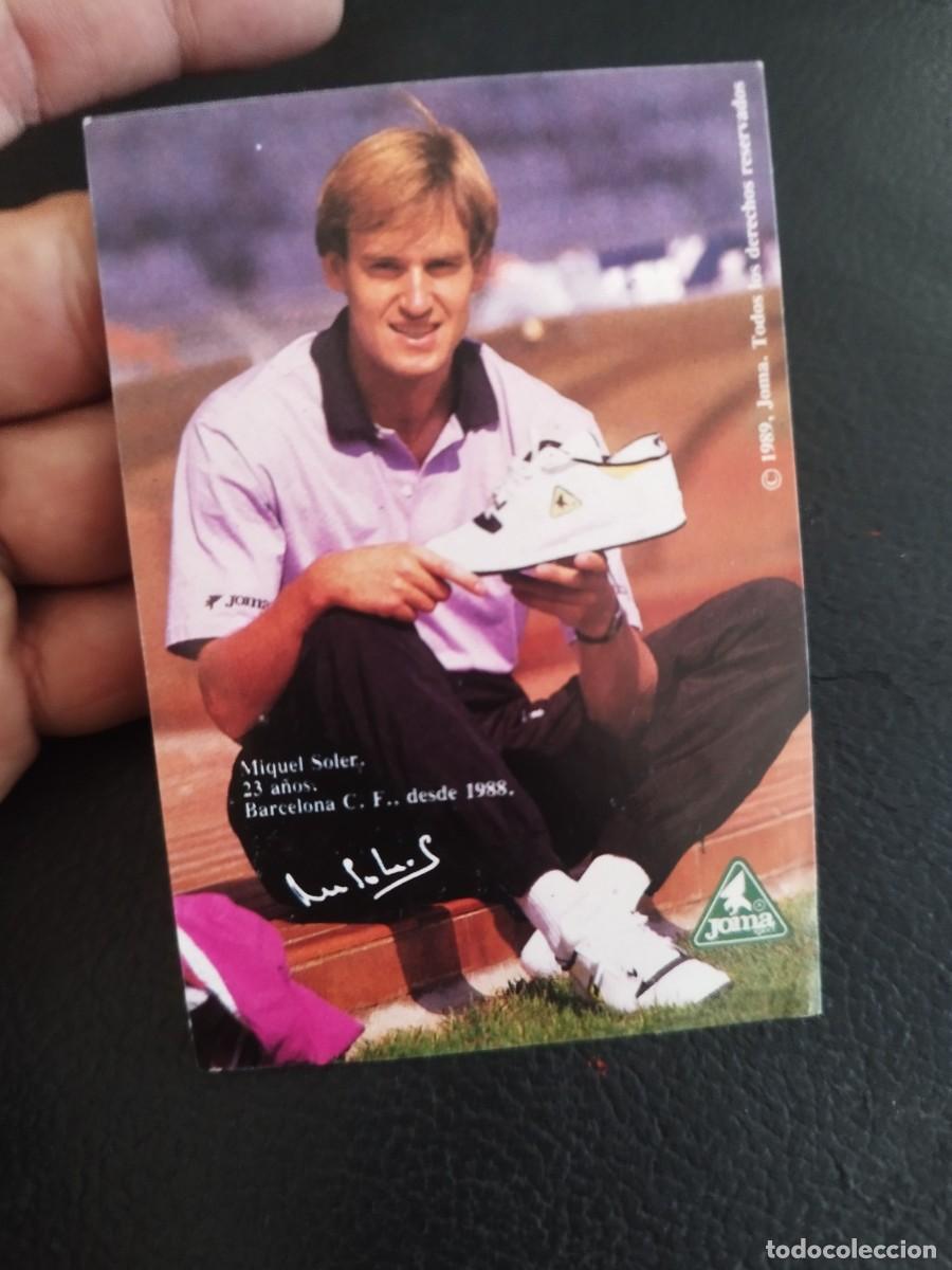 Collectionnisme sportif: Pegatina, adhesivo de publicitaria futbolista Miquel Soler posando con calzado de la marca Joma.