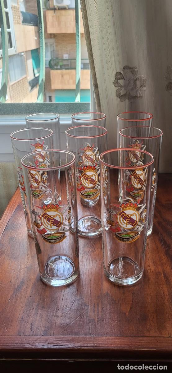 Coleccionismo deportivo: Lote 8 Vasos Real Madrid Vintage | Santiago Bernab&eacute;u | Borde Rojo | A&ntilde;os 90