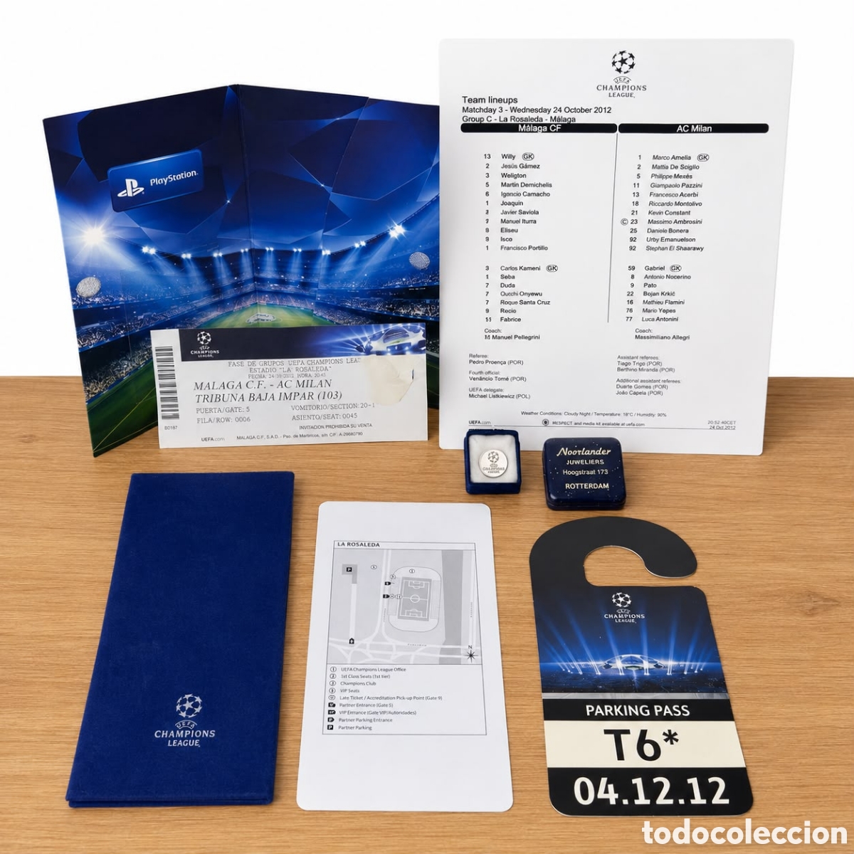 Sammelleidenschaft Sport: Lote VIP M&aacute;laga CF vs AC Milan - Champions 2012.(Entrada + Moneda + Pa&ntilde;o Oficial).NEGOCIABLE