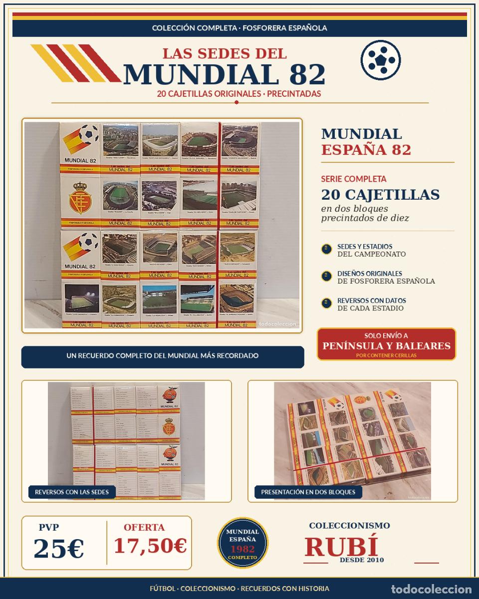 Coleccionismo deportivo: MUNDIAL 82 | COLECCI&Oacute;N COMPLETA DE 20 CAJETILLAS PRECINTADAS | SEDES