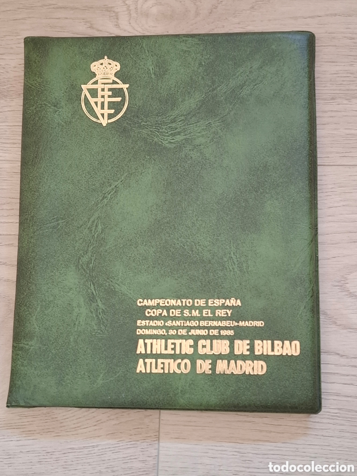 Coleccionismo deportivo: Funda para libreta F.E.F. Copa de S.M. el Rey 1985 Athletic Club de Bilbao, Atl&eacute;tico de Madrid