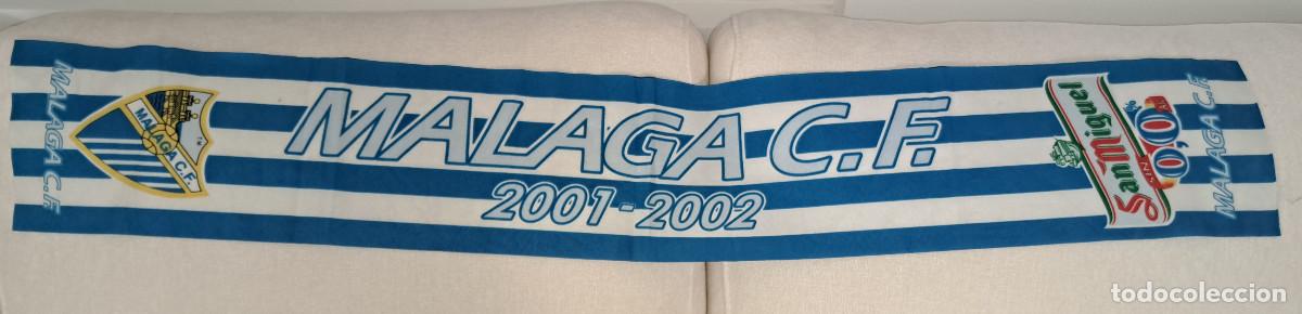 Coleccionismo deportivo: MALAGA, C.F. - BUFANDA DE TELA - TEMP. 2001/02 - CERVEZA SAN MIGUEL - PROCEDE DEL MUSEO DEL F&Uacute;TBOL
