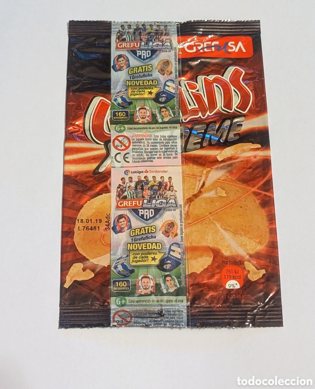 Coleccionismo deportivo: Bolsa patatas Grefuliga Gublins X- Treme. Liga de futbol. Grefusa. Muy rara!!