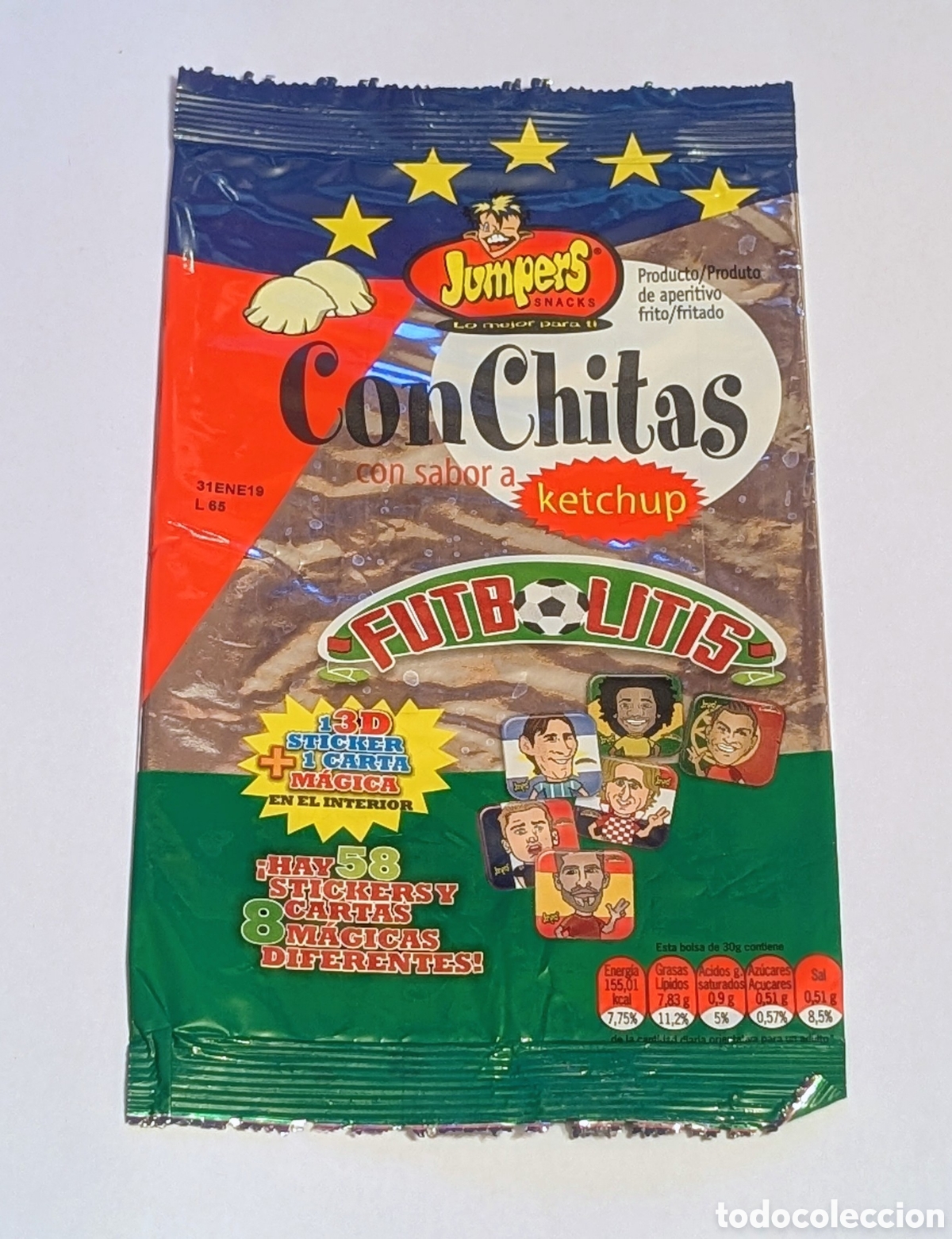 Coleccionismo deportivo: Bolsa patatas Jumpers. Conchitas. Futbolitis. Liga de futbol. Muy rara!!