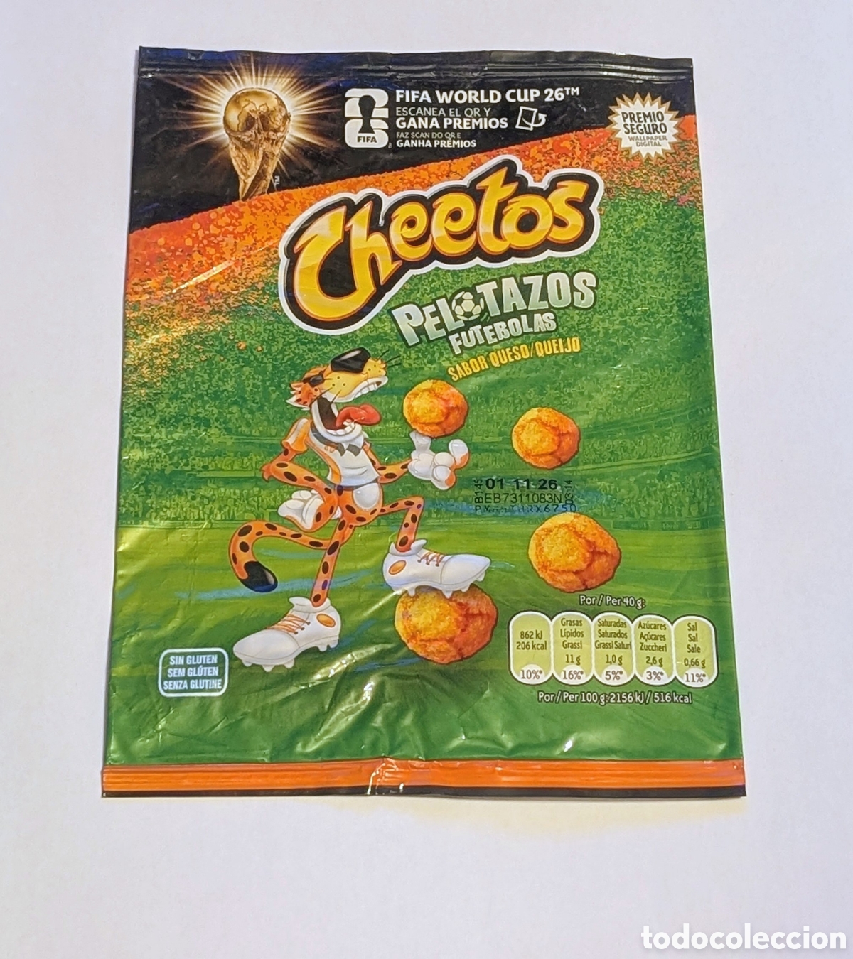 Coleccionismo deportivo: Bolsa envoltorio patatas Cheetos Pelotazos Futebolas. FIFA WORLD CUP 2026