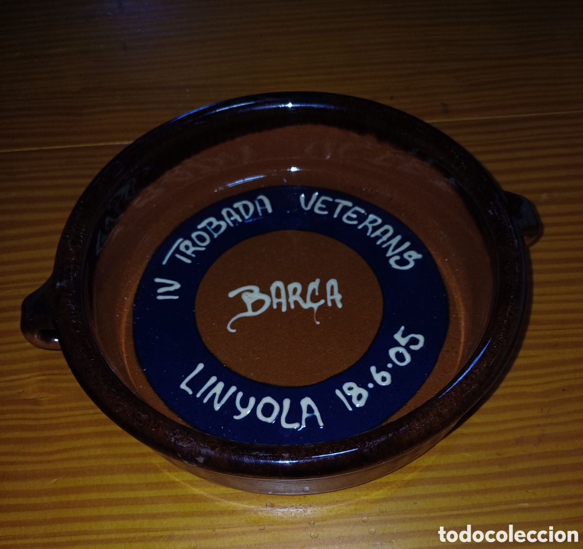Coleccionismo deportivo: IV trobada veterans Bar&ccedil;a Futbol Club Barcelona Linyola plato estilo cazuela