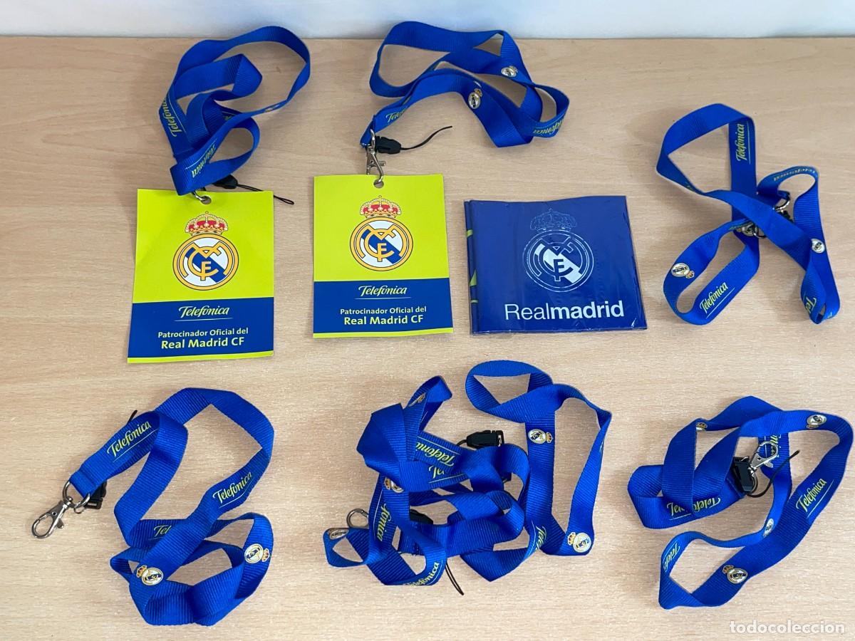 Coleccionismo deportivo: REAL MADRID Producto Oficial Lote 6 Cintas Colgantes Acreditaci&oacute;n M&oacute;vil patrocinador Telefonica 90's