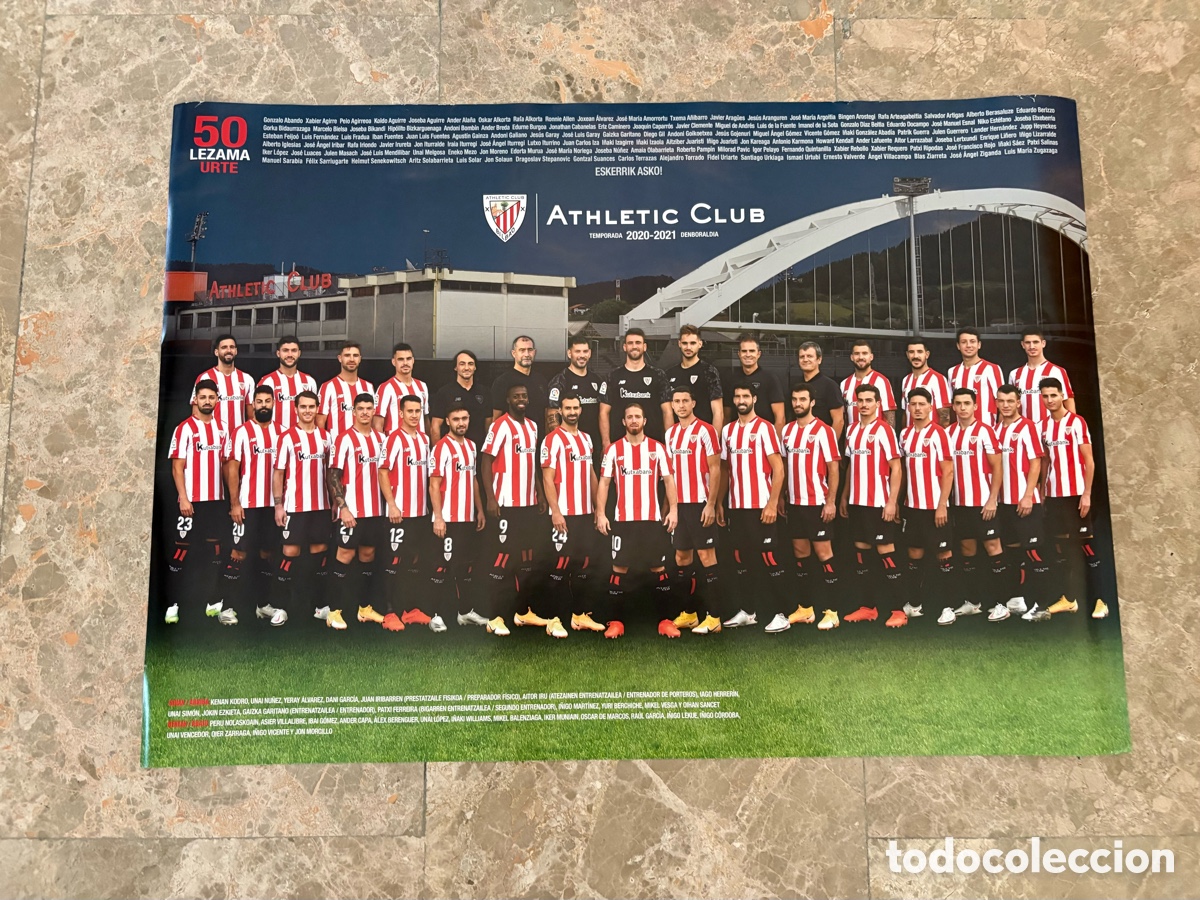 Coleccionismo deportivo: P&oacute;ster Athletic Club Bilbao 68X48 Temporada 20-21
