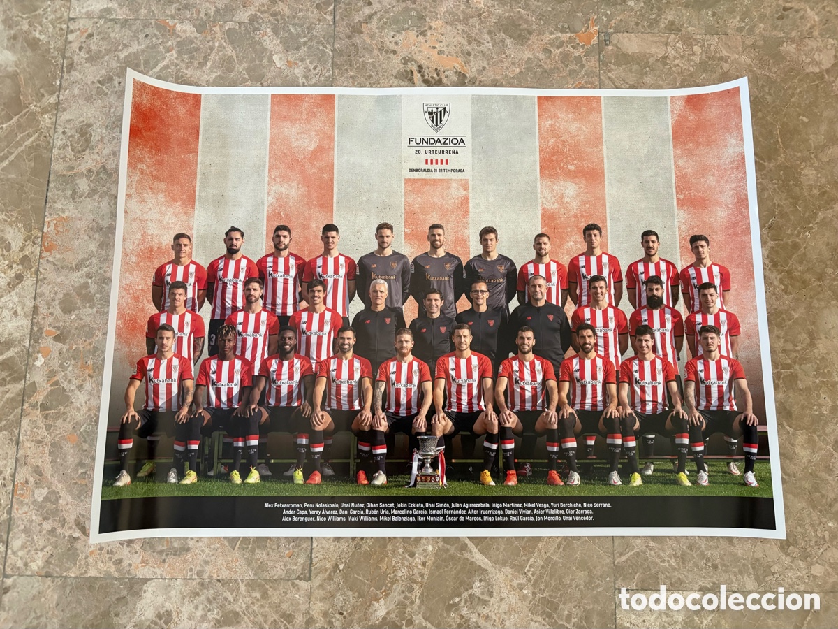 Coleccionismo deportivo: P&oacute;ster Athletic Club Bilbao 68X48 Temporada 21-22