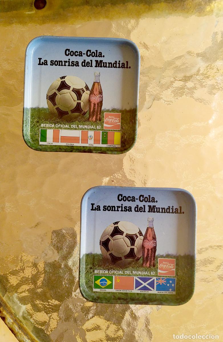 Coleccionismo deportivo: Dos posavasos Mundial Espa&ntilde;a 82 met&aacute;licos