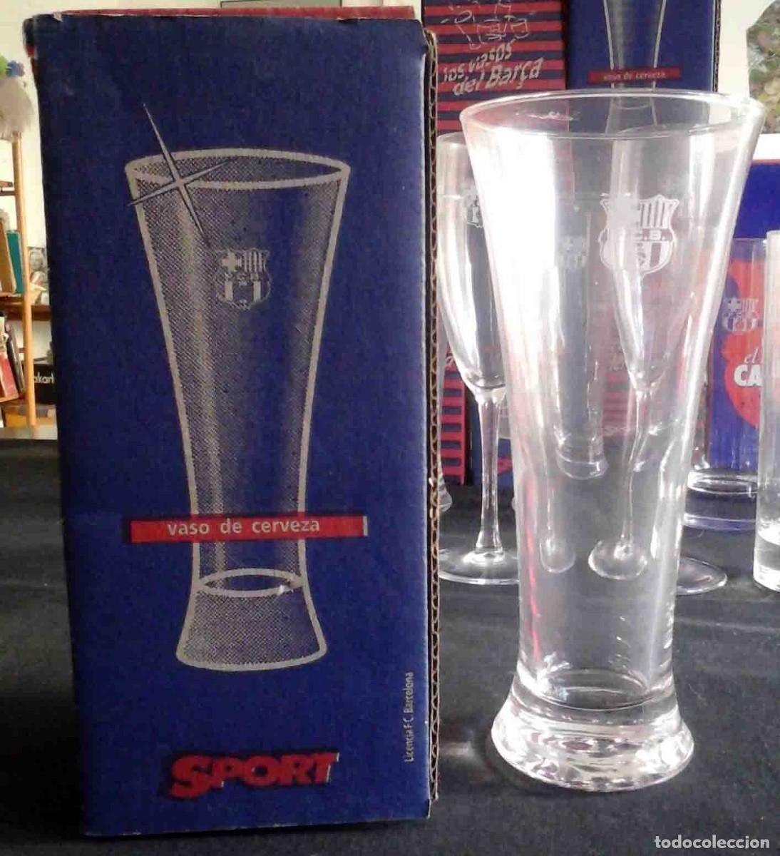 Sammelleidenschaft Sport: Vaso de cerveza con escudo del F.C. Barcelona.
