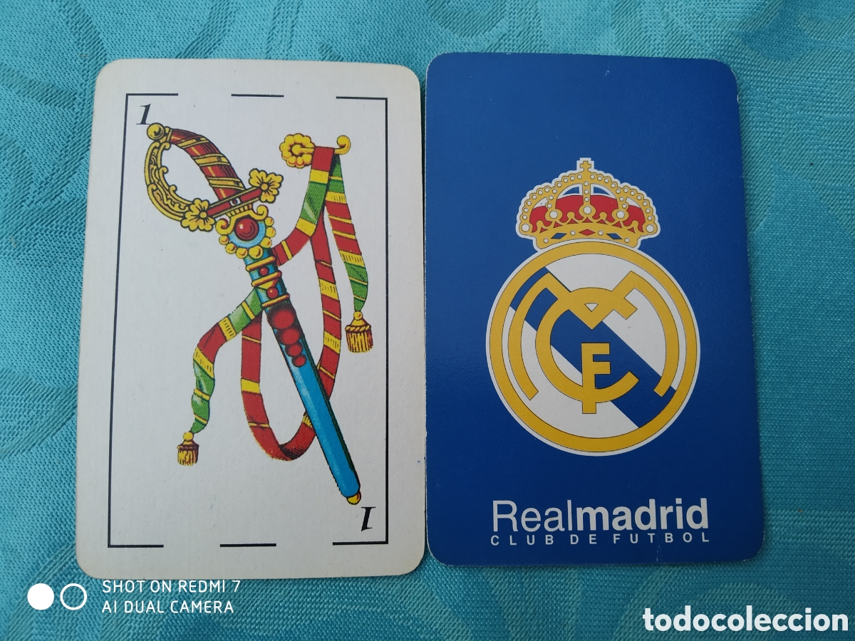 Coleccionismo deportivo: Baraja espa&ntilde;ola del Real Madrid. 40 cartas. Baraja completa. De cart&oacute;n plastificado